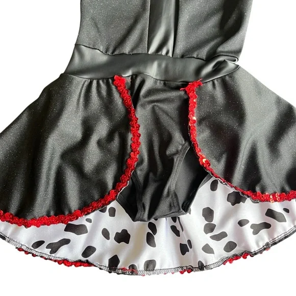 Semi Custom Dalmatian Cruella Themed Dance Costume Size Small Child - Picture 6 of 8